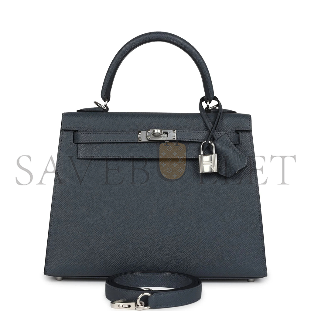 HERMÈS KELLY SELLIER 25 GRIS MISTY EPSOM PALLADIUM HARDWARE (25*17*7cm) 